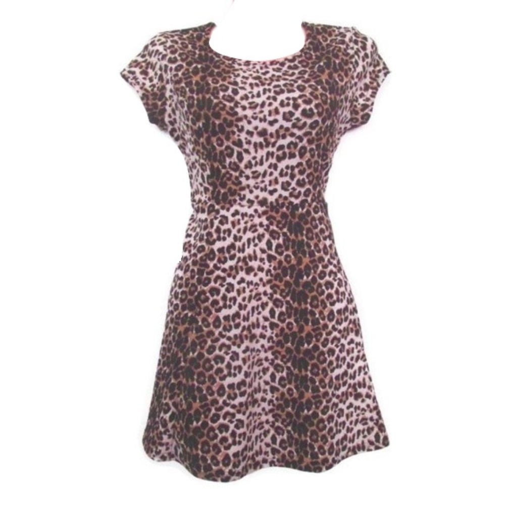 nwt leopard print skater dress size xs small